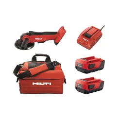 New 👍 Grinders Hilti AG 500 22-Volt Cordless Brushless 5 In. Angle Grinder Kit With (2) 4.0 Lithium-Ion Batteries, Charger And Bag 🎁