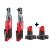 Best Sale 👏 Cordless Ratchets Milwaukee M12 FUEL 12-Volt Lithium-Ion Brushless Cordless 1/4 In. Ratchet And 1/2 In. Ratchet With Two 3.0 Ah Batteries 👍