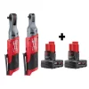 Wholesale ✔️ Cordless Ratchets Milwaukee M12 FUEL 12-Volt Lithium-Ion Brushless Cordless 3/8 In. And 1/4 In. Ratchets With Two 3.0 Ah Batteries 🧨
