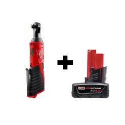 Hot Sale 👍 Cordless Ratchets Milwaukee M12 12-Volt Lithium-Ion Cordless 3/8 In. Ratchet With 4.0 Ah M12 Battery 🧨