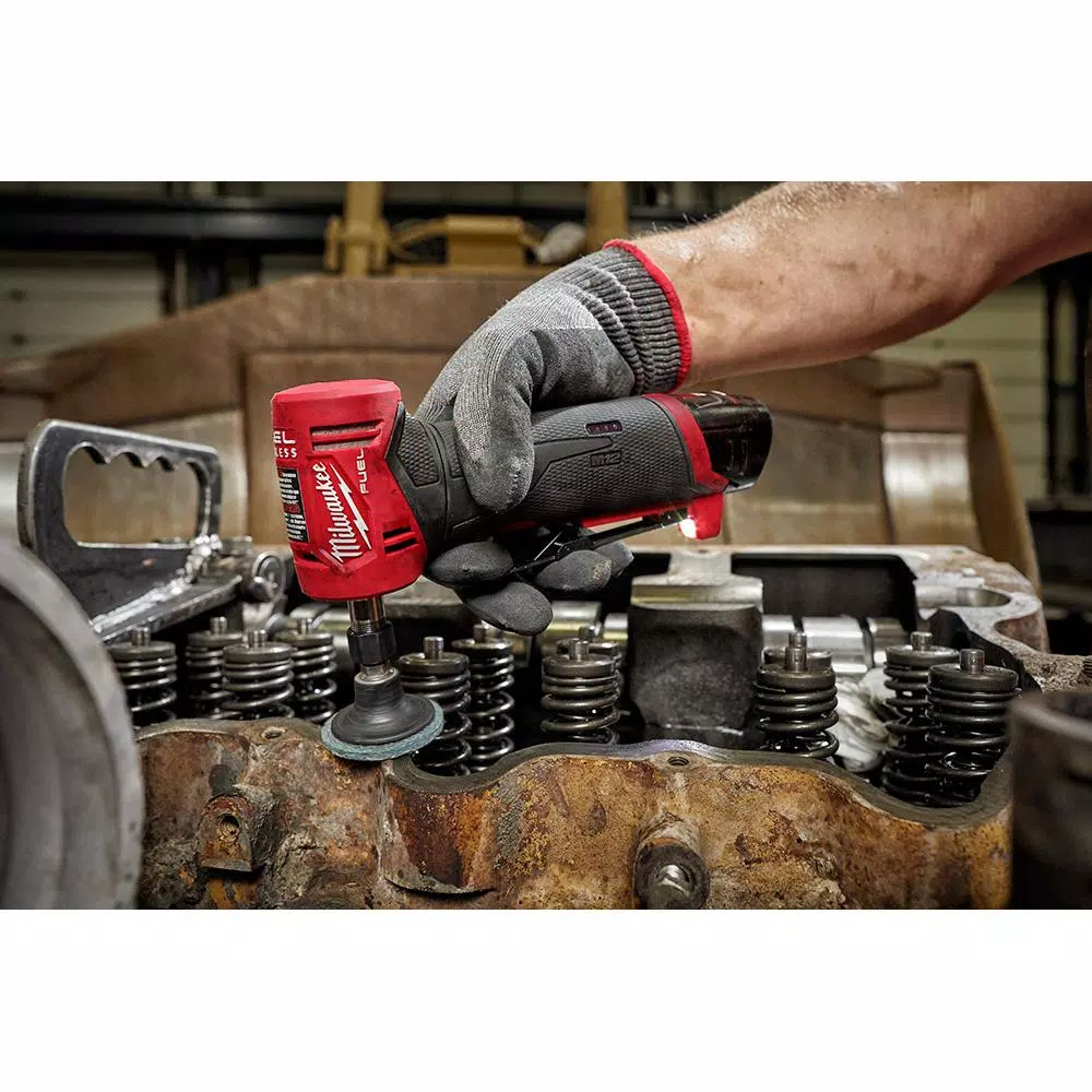Discount 😉 Grinders Milwaukee M12 FUEL 12-Volt Lithium-Ion Brushless Cordless 1/4 In. Right Angle Die Grinder Kit W/ (2) 2.0Ah Batteries 🌟 - Image 9