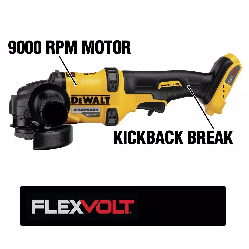 Buy 🛒 Grinders DEWALT FLEXVOLT 60-Volt MAX Cordless Brushless 4-1/2 In. Angle Grinder With Kickback Brake (Tool-Only) 😉 - Image 2