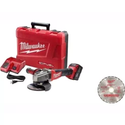 Discount 😀 Grinders Milwaukee M18 FUEL 18-Volt Lithium-Ion Brushless 4-1/2 In. /5 In. Grinder, Slide Switch Lock-On Kit W/ 4-1/2 In. Diamond Blade 💯