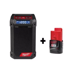 Discount ✔️ Milwaukee M12 12-Volt Lithium-Ion Cordless Bluetooth/AM/FM Jobsite Radio With Charger With M12 2.0Ah Battery 🤩