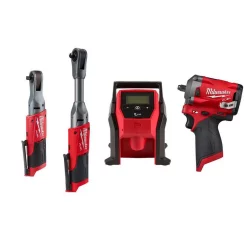 Flash Sale 🛒 Cordless Ratchets Milwaukee M12 FUEL 12-Volt Lithium-Ion Brushless Cordless 3/8 In. Ratchet And Impact And Inflator Combo Kit (Tool-Only Kit) 🌟