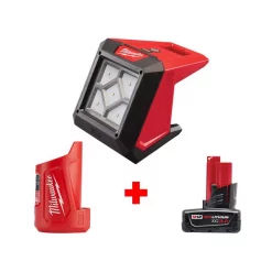 Best Sale ✔️ Jobsite Milwaukee M12 12-Volt Lithium-Ion Cordless 1000-Lumen Rover LED Flood Light W/ M12 Portable Power Source/Charger & 3.0Ah Battery 😀