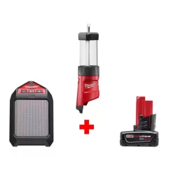 Best Pirce ✔️ Milwaukee M12 12-Volt Lithium-Ion Cordless 400-Lumen LED Lantern/Flood Light With M12 Jobsite Speaker And 3.0 Ah Battery 😉