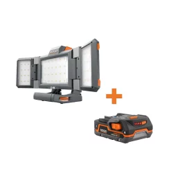 Coupon 💯 Jobsite RIDGID 18-Volt Cordless Hybrid Folding Panel Light With 1.5 Ah Lithium-Ion Battery 😀