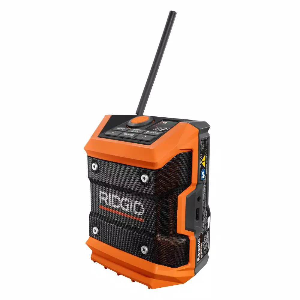 New ๐ฅ Jobsite RIDGID 18-Volt Cordless Mini Bluetooth Radio With Radio App With 1.5 Ah Battery And 18-Volt Charger โ๏ธ - Image 4