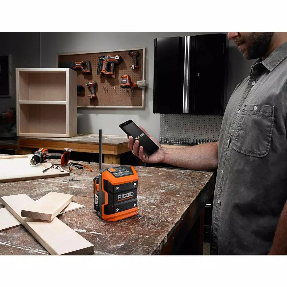 New ๐ฅ Jobsite RIDGID 18-Volt Cordless Mini Bluetooth Radio With Radio App With 1.5 Ah Battery And 18-Volt Charger โ๏ธ - Image 10