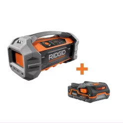 Best Sale 😀 RIDGID 18-Volt Cordless Hybrid Jobsite Radio With Bluetooth Wireless Technology With 1.5 Ah Lithium-Ion Battery 🎉