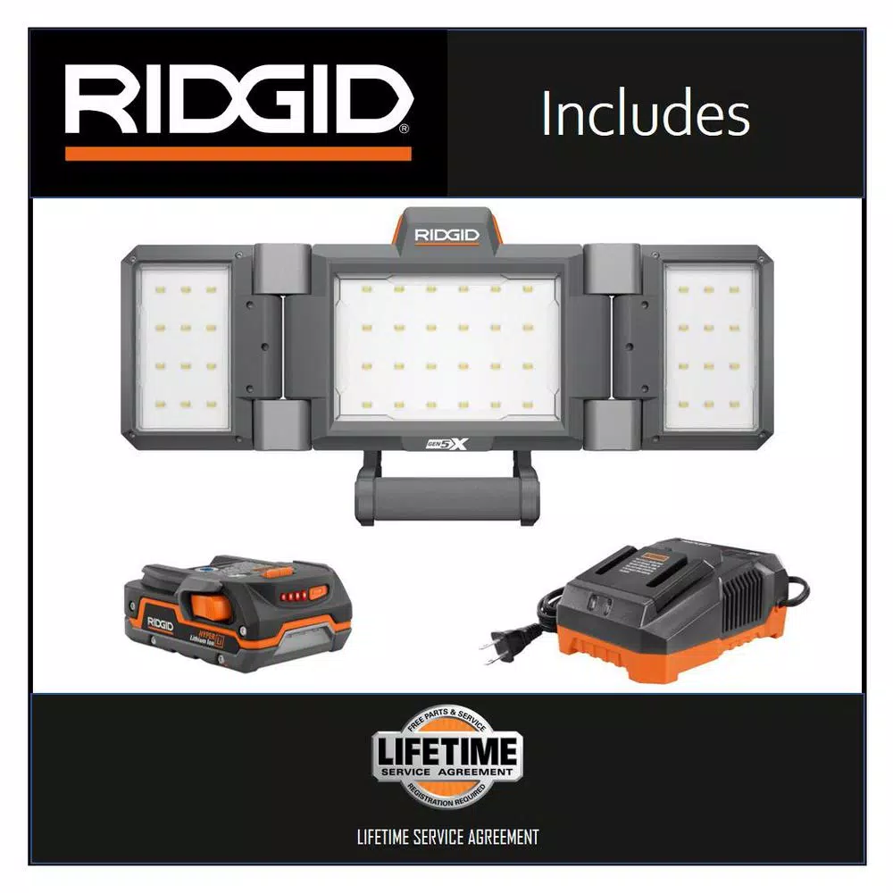 Brand new ๐ Jobsite RIDGID 18-Volt Cordless Panel Light Kit With 1.5 Ah Battery And Charger ๐ฏ - Image 2