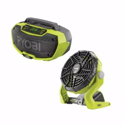 Brand new 😉 Jobsite RYOBI 18-Volt ONE+ Lithium-Ion Cordless Hybrid Stereo With Bluetooth Wireless Technology And Hybrid Portable Fan (Tools Only) ⌛