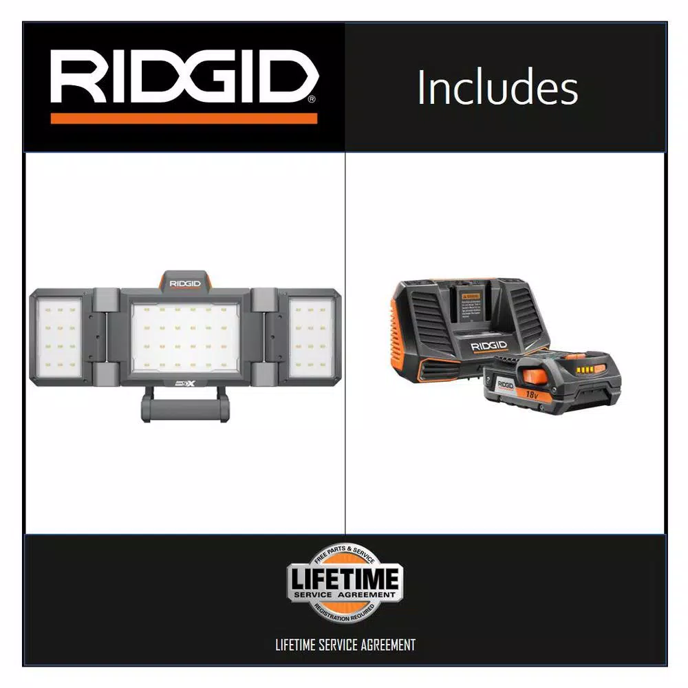 Coupon 🥰 Jobsite RIDGID 18-Volt Hybrid Folding Panel Light With 18-Volt Lithium-Ion 2.0 Ah Battery And Charger Kit ✨ - Image 2