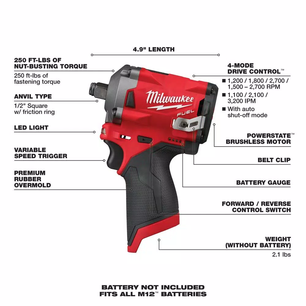 Best reviews of 🥰 Cordless Ratchets Milwaukee M12 FUEL 12-Volt Lithium-Ion Brushless Cordless 1/4 In. Extended Reach Ratchet (Tool-Only) ✔️ - Image 12