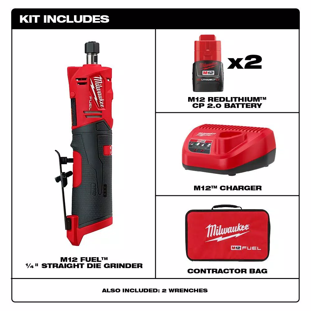 Cheapest ๐ฅฐ Grinders Milwaukee M12 FUEL 12-Volt Lithium-Ion Brushless Cordless 1/4 In. Straight Die Grinder Kit With Two 2.0 Ah Batteries ๐ - Image 2