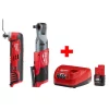 Hot Sale 🤩 Cordless Ratchets Milwaukee M12 FUEL 12-Volt Lithium-Ion Brushless Cordless 1/2 In. Ratchet & Multi-Tool Combo Kit With (1) 2.0Ah Battery & Charger 🌟